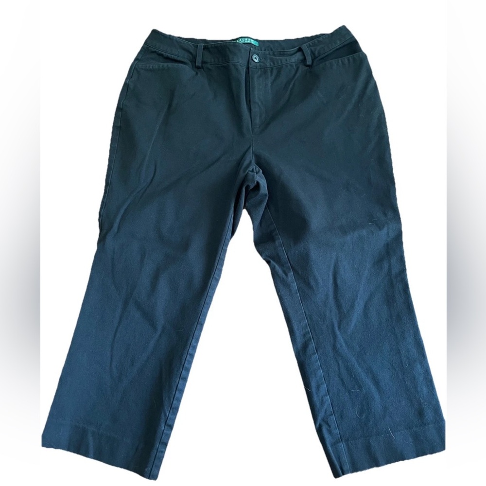 Lauren Ralph Lauren black cotton twill stretch cropped‎ ladies pants size 14W